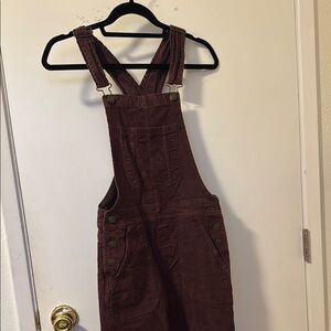American Eagle Maroon Corduroy Overalls